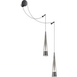 Applique Da Parete Moderno Sintesi Metallo Cromo Vetro 2 Luci Led 24W
