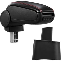 Pro.tec - Bracciolo centrale - Poggiabraccio con vano portaoggetti - imbottito - in similpelle - nero con cucitura rossa - Seat Ibiza Tipo 6L