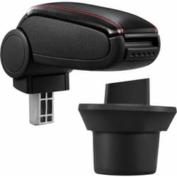 Pro.tec - Bracciolo centrale - Poggiabraccio con vano portaoggetti - imbottito - in similpelle - nero con cucitura rossa - bmw Mini (2. generazione)