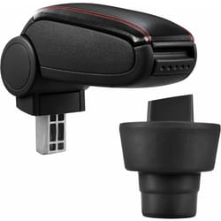 Pro.tec - Bracciolo centrale - Poggiabraccio con vano portaoggetti - imbottito - in similpelle - nero con cucitura rossa - bmw Mini (1. generazione /