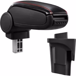 Bracciolo console centrale per: Seat Leon 1P (2005–2012) Materiale: Similpelle Colore: nero con cucitura rossa - bracciolo im ...