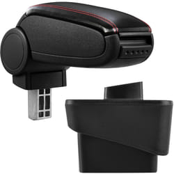 Pro.tec - Bracciolo centrale - Poggiabraccio con vano portaoggetti - imbottito - in similpelle - nero con cucitura rossa - Audi A1 (8X, da 2010)