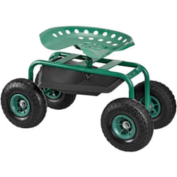 Sgabello su 4 Ruote per Giardinaggio con Seduta Regolabile in Altezza e Ripiano Portaattrezzi Scooter da Giardino - Verde / Nero [ Pro.tec