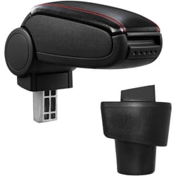 Pro.tec - Bracciolo centrale - Poggiabraccio con vano portaoggetti - imbottito - in similpelle - nero con cucitura rossa - Twingo 3