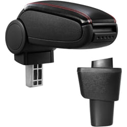 [pro.tec] Bracciolo centrale - Poggiabraccio con vano portaoggetti - imbottito - in similpelle - nero con cucitura rossa - Hyundai i10 II