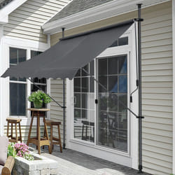 Tenda da Sole a Muro con Pali di Supporto Telescopici Parasole 200 x 120 cm (LxP) Grigio Pro.tec
