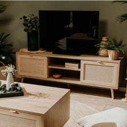 Les Tendances - Mobile porta Tv 2 ante effetto vimini Bali56A