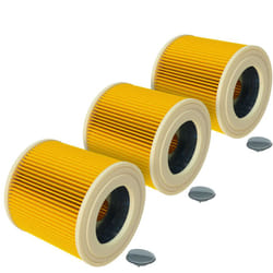 Vhbw - 3x filtro a pieghe piatte compatibile con Kärcher a 1000, a 1001, a 2111, a 2131 pt, a 2201, a 2234 pt, a 2901 aspirapolvere - giallo
