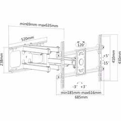PureMounts PM-FM51-600 Supporto TV a parete 165,1 cm (65") Nero - Vista aggiuntiva 4