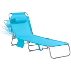 Sdraio pieghevole,lettino prendisole,schienale reclinabile,1 pezzo, Blu OGS35-B - Sobuy