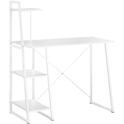 Scrivania,Porta PC,Tavolo per Computer ,Con tre Ripiani,bianco,FWT29-W - Sobuy