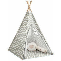Tenda Indiani Bambini Casa per Bambini con 1 portella e 1 Finestra Righe bianco sporco OSS03,IT - Sobuy