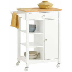 Carrello di servizio, Credenza in legno, mobile cucina, bianco, FKW46-WN - Sobuy