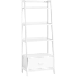 Scaffale a scala,Libreria,Mensole da angolo,Mensola porta CD,con Cassetto 64Lx40Px160A cm Bianco FRG116-W - Sobuy