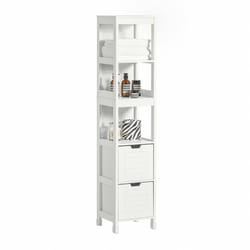 Sobuy - Mobiletto Bagno Colonna Bagno Cassettiera Bagno salvaspazio L30P30A145 cm Bianco FRG126-W