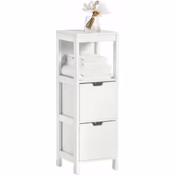 Sobuy - Mobile Bagno Colonna mobiletto Bagno salvaspazio Grigio L30P30A90 cm Bianco FRG127-W
