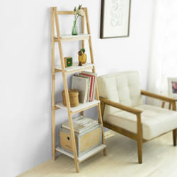 Sobuy - Scaffale a Scala Libreria Portaoggetti per Bagno 4 ripiani FRG162-N