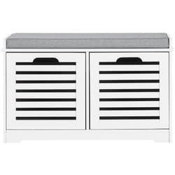 Scarpiera da ingresso Panchina con Cuscino e Cestini 2 Cestini Bianco FSR23-K-W - Sobuy
