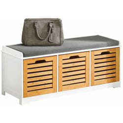 Scarpiera da ingresso Panchina con Cuscino e Cestini 3 Cestini Legno FSR23-WN - Sobuy