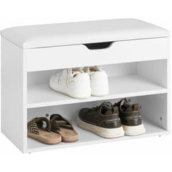 Sobuy - Scarpiera da ingresso, Cassapanca,Portascarpe con cuscino,bianco, FSR25-W,IT
