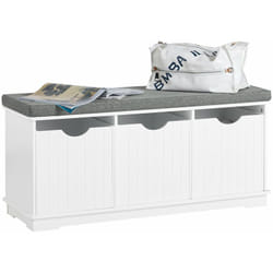 Scarpiera da ingresso, panchina con cuscino e cestini,bianco, FSR30-W,IT - Sobuy