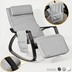 Sobuy - Anti-scivolo Poltrona a Dondolo Poltrona Relax Sedia Adraio con Organizer da appendere Grigio FST20-HG