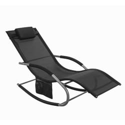 Poltrona dondolo sdraio relax sedia a sdraio con poggiatesta Nero OGS28-SCH - Sobuy