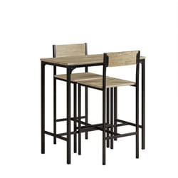 Sobuy - Set 3 Pezzi Tavolo con 2 sgabelli Alto Mobile Bar per casa Stile Vintage,Marrone, L89P45A86.5cm OGT03-N