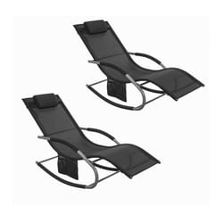 2 x sedie a dondolo da giardino poltrone esterno con cuscino e tasca laterale Nero OGS28-SCHx2 - Sobuy