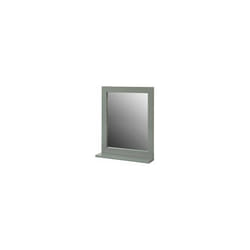 Sobuy - Specchio Bagno Specchio Da Parete Mensola Bagno Bianco a Muro Grigio Scuro FRG129-SG