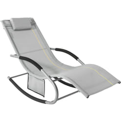 Poltrona dondolo sdraio relax sedia a sdraio con poggiatesta Grigio OGS28-HG - Sobuy