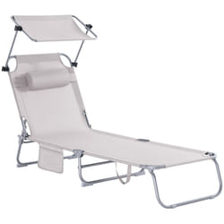 Lettino Prendisole Pieghevole Cuscino e tettuccio Regolabile 4 Angoli di reclinazione con Organizer Beige OGS48-MI - Sobuy