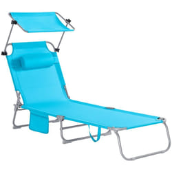 Lettino Prendisole Pieghevole Cuscino e tettuccio Regolabile 4 Angoli di reclinazione con Organizer Blu OGS48-B - Sobuy