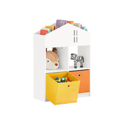 Libreria per bambini Scaffale per bambini con 2 scatole in tessuto Organizer per giocattoli Bianco KMB49-W - Sobuy