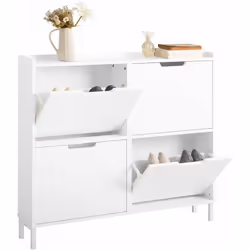 SoBuy Scarpiera con 4 scomparti, con 8 ripiani Bianco 100x91x19 cm FSR100-W La struttura ben progettata e l'MDF di alta quali ...