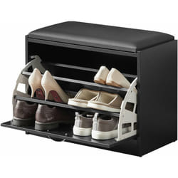 Sobuy - Scarpiera Panca Scarpiera Portascarpe Con Seduta Nero Profondità30cm FSR16-SCH