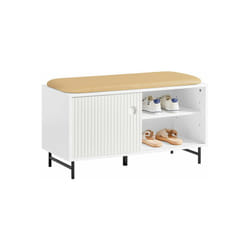 Panca con seduta, Scarpiera con 2 ante scorrevoli, Panca ingresso con vano portaoggetti, 85x37x49cm FSR116-W SoBuy