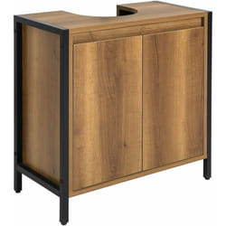 SoBuy Mobiletto da Bagno Armadietto Sottolavabo da Bagno con 2 Ante a Terra in Legno BZR63-PF