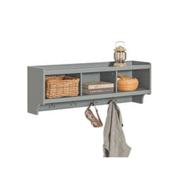 Sobuy - Appendiabiti da parete Appendiabiti da ingresso Mensola pensile con 3 cesti e 4 ganci, grigio chiaro 100x25x35cm FHK28-HG
