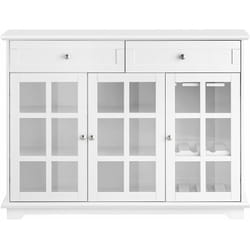 Mobile Da Cucina Isola Cucina Con Anta In Vetro Credenza Buffet Bianco119x40x90cm FSB77-W - Sobuy