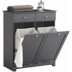 Sobuy - Mobile Bagno con portabiancheria con 2 cesti portabiancheria e 2 cassetti Grigio BZR33-DG