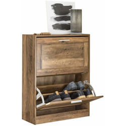 Scarpiera ribaltabile Scarpiera a 2 ribalte Portascarpe salvaspazio Slim, 60x23x79cm Noce FSR137-F Sobuy