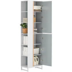 Sobuy - Mobile Alto Da Bagno Colonna Bagno Con Ripiano Aperto Armadio Salvaspazio Grigio Chiaro L50xP30xA181m BZR76-HG