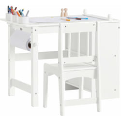 Sobuy - Tavolo Per Bambini Con Una Sedia Set Mobili Per Bambini Tavolo Da Dipingere Per Bambini Bianco KMB60-W