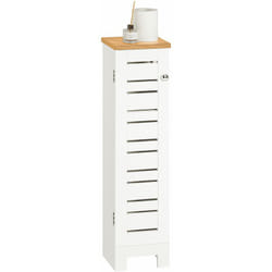 Sobuy - Porta Carta Igienica Colonnina Da Bagno Mobiletto Mobile Bagno Bianco-Naturale 20x18x75cm BZR85-W