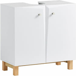 Mobile Sottolavabo a Terra Mobile Bagno Con Armadietto Mobiletto Bagno Salvaspazio In Legno Bianco 60x30x60cm BZR92-W Sobuy