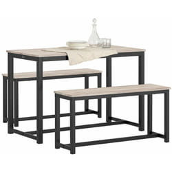 Set 3 Pezzi Tavolo da Pranzo con 2 Panche Set Tavolo da Cucina Tavolo da Balcone OGT25-HN Sobuy