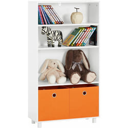 Libreria Per Bambini Con 2 Scatole Arancia Scaffale Portaoggetti Per Bambini Mobili Per Camerette 60x25x110 Cm KMB68-W SoBuy