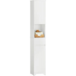 Mobile Alto Mobile a Colonna Bagno Salvaspazio Colonna Bagno Con 2 Armadietti e 1 Vano Aperto 30x30x170cm BZR109-W Sobuy