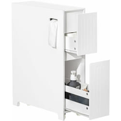 Sobuy - Carrellino Salvaspazio Mensola Nicchia 20cm Con Ruote Organizzatore Bagno Mobiletto Bagno Mobile Porta Carta Igienica Bianco 20x60x75cm